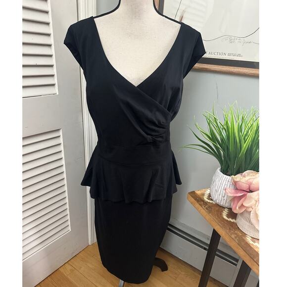 TORRID Womens Dress Black Faux Wrap Peplum Cocktail Coquette Workwear Stretch 20 - Picture 1 of 11